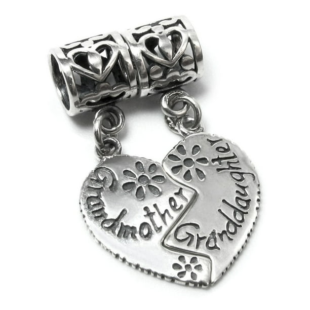 Granddaughter Heart Rhinestone Grandmother Gift Dangle Charm for Euro Bracelets 